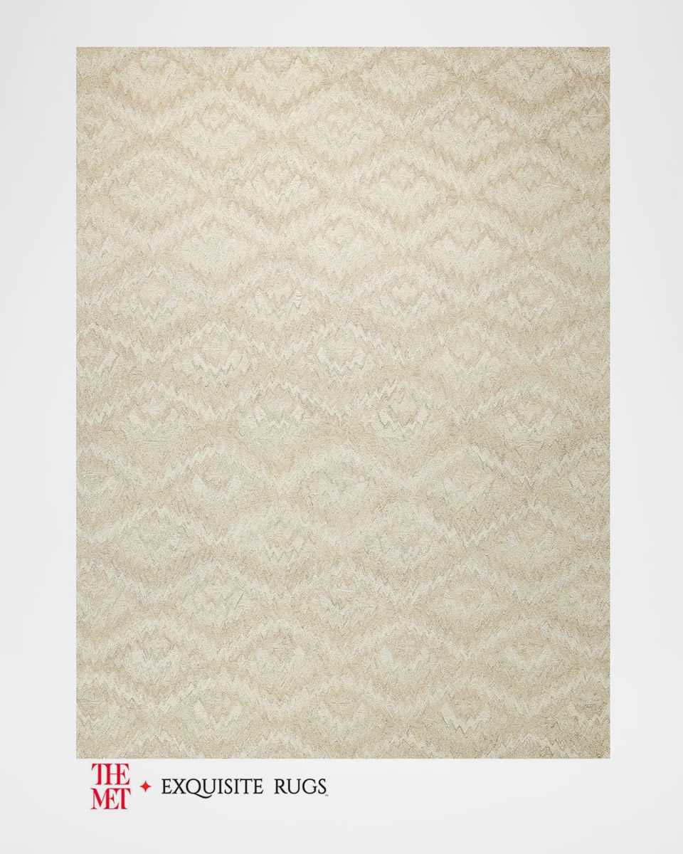 Bargello Hand-Tufted Beige Rug, 6' x 9'